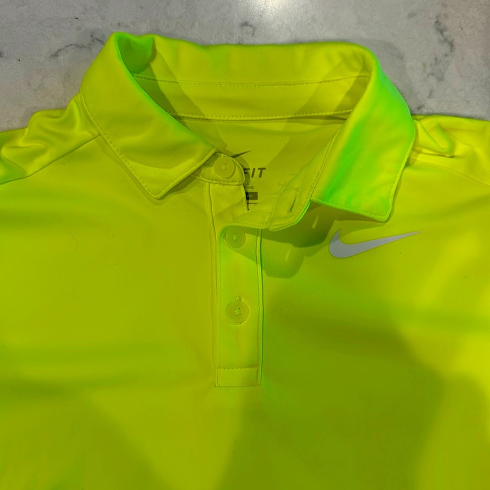 Neon yellow Nike Dri-Fit collared shirt